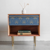 Aurelian Art Deco Teak Wood Bedside Table | Modern Nightstand – Oakvello