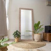Hand Carved Natural Wash Solid Wood Mirror | Artisan Wall Decor – Oakvello