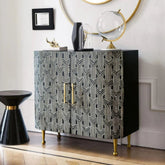 Ajmeri Black & White Bone Inlay Cabinet | Artisan Storage Furniture – Oakvello