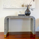 Black Bone Inlay Console Table | Artisan Handcrafted Entryway Furniture – Oakvello