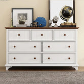 Brown Solid Wood 7-Drawer Chest | Space-Saving Bedroom & Living Room Storage – Oakvello
