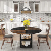 4-Seater Kitchen Dining Table | Wood Top, Storage Shelf & Metal Legs – Oakvello