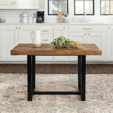 Rustic Oak Distressed Solid Wood Dining Table | Farmhouse Kitchen Furniture – Oakvello