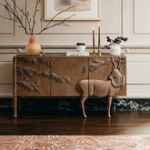 Hand Carved Solid Wood Sideboard | Artisan Handcrafted Living Room Storage – Oakvello