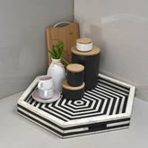 Black Bone Inlay Decorative Tray | Handcrafted Artisan Accessory – Oakvello