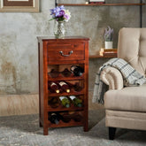 Dark Oak Solid Wood Wine Rack Cabinet | Home Bar Storage Furniture – Oakvello
