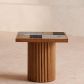 Cavern Solid Wood Side Table | Unique Living Room Accent Furniture – Oakvello