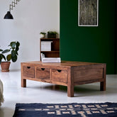 Coffee Table with 6 Drawers | Solid Wood Living Room Storage – Oakvello