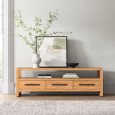 Solid Wood Media TV Unit | Living Room Entertainment Storage – Oakvello