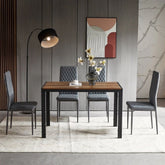 Solid Wood Top & Black Metal Shelf Dining Table | Industrial Kitchen Furniture – Oakvello