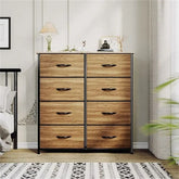 Burlywood Grain Solid Wood 8-Drawer Cabinet | Bedroom Storage Dresser – Oakvello