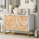 6-Drawer Wooden Storage Cabinet with Metal Legs - White
