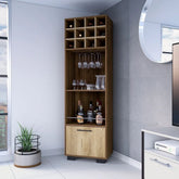 Solid Wood Corner Bar Cabinet | 12 Wine Cubbies, 2 Shelves & Glass Rack – Oakvello