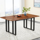 4-Seater Solid Wood Dining Table with Metal Legs | Kitchen Furniture – Oakvello