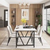 White & Black Solid Wood Dining Table | Seats 6 | Kitchen Furniture – Oakvello