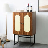 2-Door Accent Wood Cabinet | Interior Shelves & Black Metal Base – Oakvello