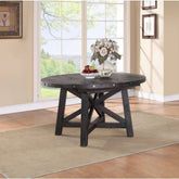 Industrial Solid Wood Round Extension Dining Table | Expandable Design – Oakvello