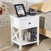 Solid Wood Bedside Table with Drawer & Shelf | Bedroom Nightstand – Oakvello