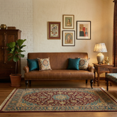 Victorian Scroll Sofa | Premium Vintage Leather Sofa with Brass Nailhead Trim & Turned Wooden Legs