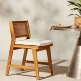 Solid Wood & Cane Dining Chair | Boho Kitchen Seating – Oakvello