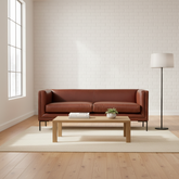 Crestline Cognac Leather 3-Seater Sofa | Black Metal Legs – Oakvello