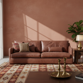 Casa Cognac 4-Seater Leather Sofa | Premium Dark Brown Couch with Lumbar Cushions