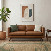 Sienna Slope Sofa | Premium Leather Sofa with Solid Wood Frame & Loose Cushions