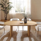 Arcus 6-8 Seater Extendable Oval Pedestal Dining Table – Solid Oak, Silver Oak Finish | Oakvello