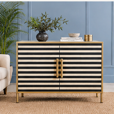 Striped Bone Inlay Bar Cabinet