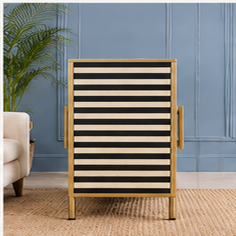 Striped Bone Inlay Bar Cabinet