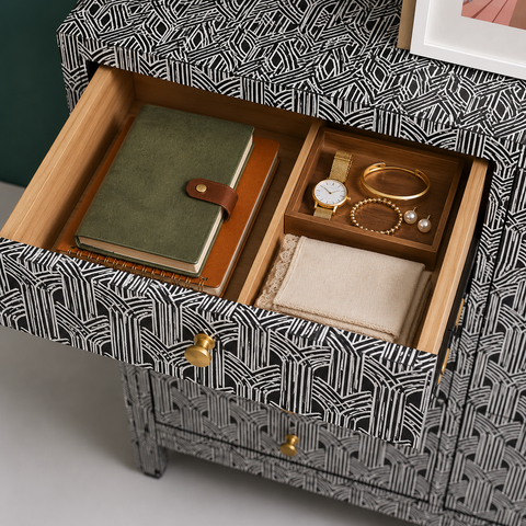 Jodhpuri Bone Inlay Sideboard | Artisan Handcrafted Living Room Storage – Oakvello