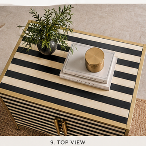 Striped Bone Inlay Bar Cabinet