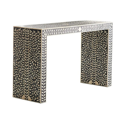 Black Bone Inlay Console Table | Handcrafted Heritage Entryway Furniture – Oakvello