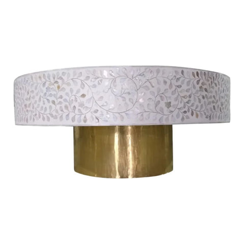 White Mother of Pearl Coffee Table | Handcrafted Artisan Living Room Furniture – Oakvello