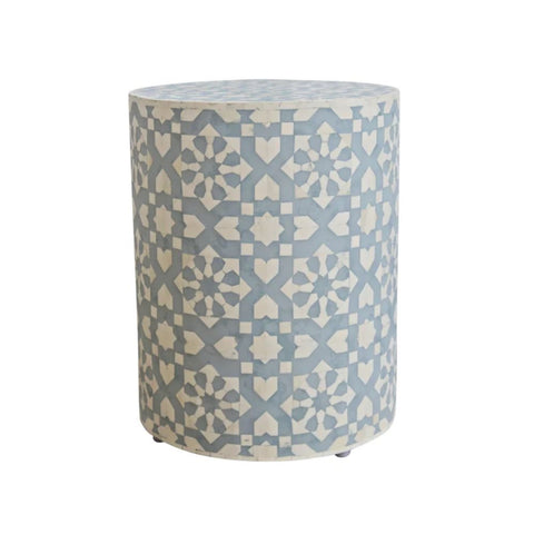 Bone Inlay Round Side Table | Handcrafted Artisan Living Room Accent – Oakvello