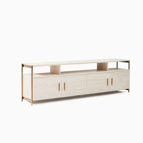 Winterwood & Light Bronze 80-Inch Solid Wood Media Console Table | Living Room Furniture – Oakvello