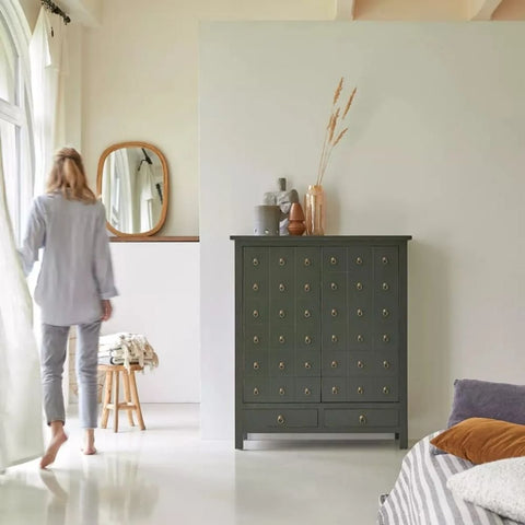 Grey Solid Sheesham Wood Cabinet | Living Room Storage Furniture – Oakvello