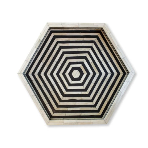 Black Bone Inlay Decorative Tray | Handcrafted Artisan Accessory – Oakvello