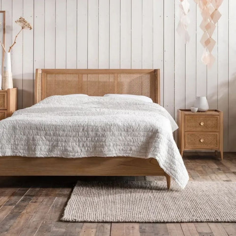 Jaipur Cane Bali Series Bed | Handcrafted Rattan Solid Wood Bedroom Furniture – Oakvello