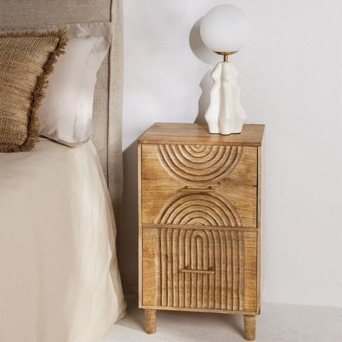Langson Solid Mango Wood Bedside Table | Bedroom Nightstand – Oakvello