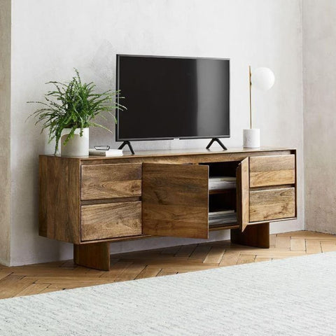 Natural Solid Wood Sideboard TV Cabinet | Media Console & Storage – Oakvello