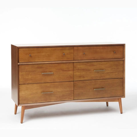 Mid-Century 6-Drawer Solid Wood Dresser | Retro Bedroom Storage – Oakvello