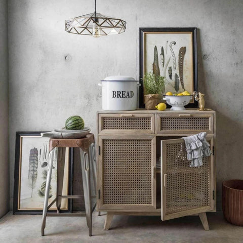 Solid Wood Side Cabinet with 2 Doors & Drawers | Living Room Storage – Oakvello
