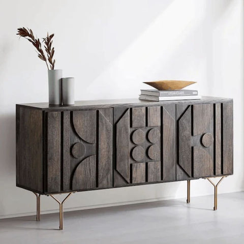 Solid Wood & Metal Sideboard | Industrial Living Room Storage – Oakvello