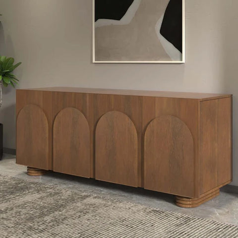 Solid Mango Wood Sideboard with Storage | Living Room Cabinet – Oakvello