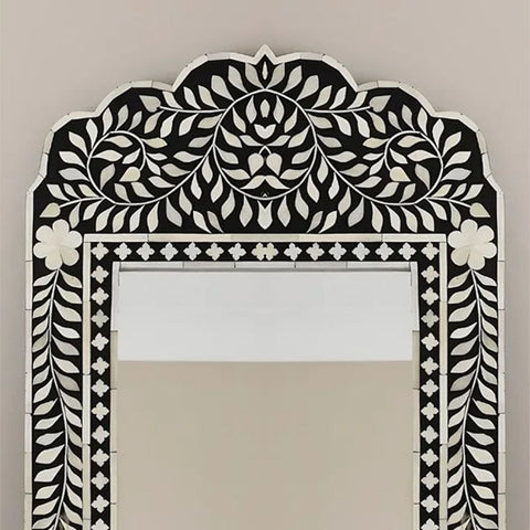 White Handmade Bone Inlay Wall Mirror | Artisan Decorative Home Decor – Oakvello
