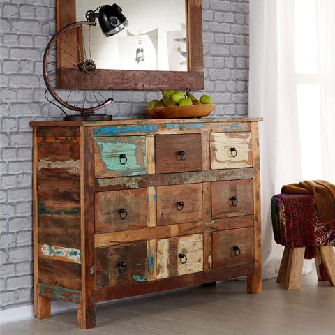 Reclaimed Boat Wood 9-Drawer Chest | Eco-Friendly Bedroom Storage Dresser – Oakvello