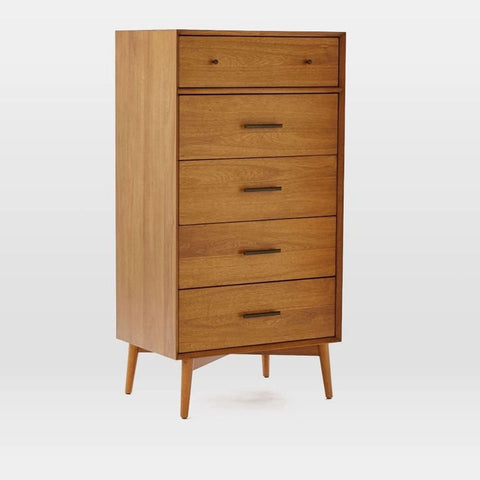 Mid-Century 5-Drawer Solid Wood Dresser | Retro Bedroom Storage – Oakvello