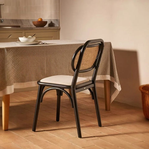 Jodhpur Cane Chair | Natural Finish with Upholstered Seat – Oakvello