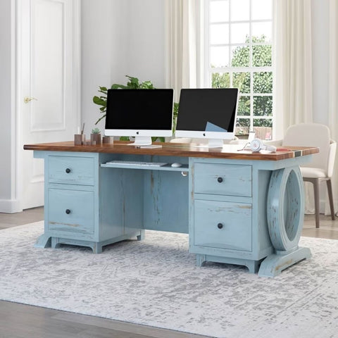 Jodhpur Two-Tone Solid Wood Office Table | Home Office Writing Desk – Oakvello
